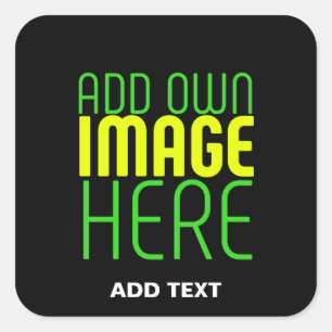 MODERNE BEWERKBARE EENVOUDIGE ZWARTE AFBEELDING TE VIERKANTE STICKER
