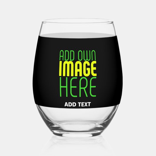 MODERNE BEWERKBARE EENVOUDIGE ZWARTE AFBEELDING TE WIJNGLAS ZONDER VOET (Voorkant)