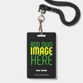 MODERNE BEWERKBARE EENVOUDIGE ZWARTE AFBEELDINGSTE BADGE (Voorzijde met lanyard)