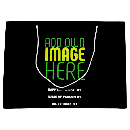 MODERNE BEWERKBARE EENVOUDIGE ZWARTE AFBEELDINGSTE GROOT CADEAUZAKJE (Voorkant)