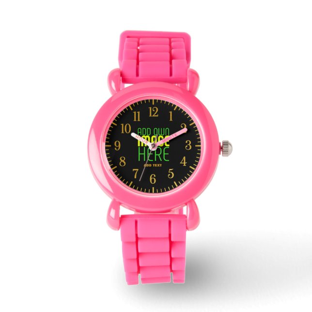 MODERNE BEWERKBARE EENVOUDIGE ZWARTE AFBEELDINGSTE HORLOGE (Voorkant)