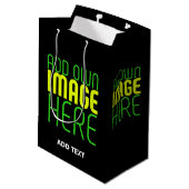 MODERNE BEWERKBARE EENVOUDIGE ZWARTE AFBEELDINGSTE MEDIUM CADEAUZAKJE (Achterkant Gekanteld)