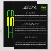 MODERNE BEWERKBARE EENVOUDIGE ZWARTE AFBEELDINGSTE MENU (Voorkant / Achterkant)