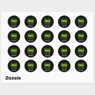MODERNE BEWERKBARE EENVOUDIGE ZWARTE AFBEELDINGSTE RONDE STICKER