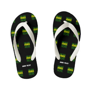 MODERNE BEWERKBARE EENVOUDIGE ZWARTE AFSBEELDING T KINDER TEENSLIPPERS