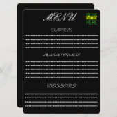 MODERNE BEWERKBARE EENVOUDIGE ZWARTE AFSBEELDING T MENU (Voorkant / Achterkant)