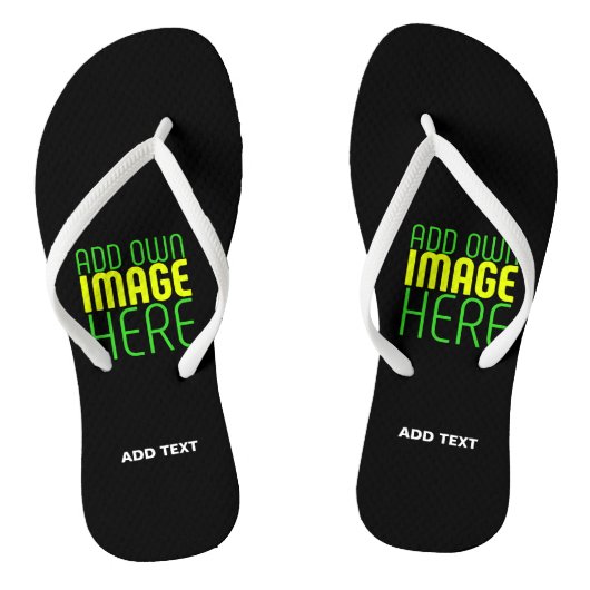 MODERNE BEWERKBARE EENVOUDIGE ZWARTE AFSBEELDING T TEENSLIPPERS (Voetbed)