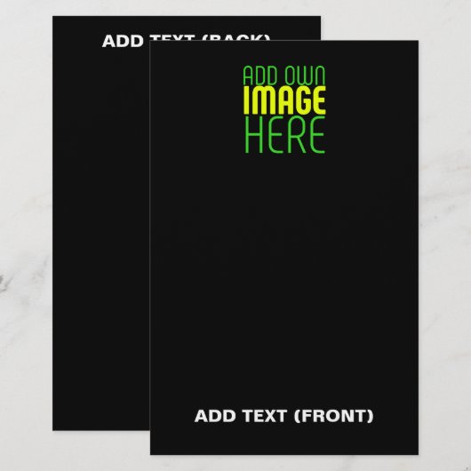 MODERNE BEWERKBARE EENVOUDIGE ZWARTE AFSBEELDINGST BRIEFPAPIER (Voorkant / Achterkant)