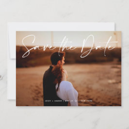 Moderne bewerkbare foto QR code - Save The Date Ka Kaart