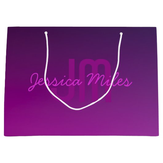 Moderne bewerkbare gemarkeerde tekst & paarse Ombr Groot Cadeauzakje (Voorkant)
