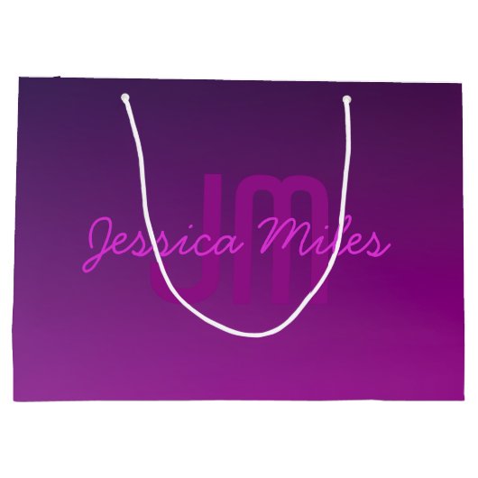 Moderne bewerkbare gemarkeerde tekst & paarse Ombr Groot Cadeauzakje (Achterkant)