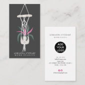 Moderne, bewerkbare grijze plant binnenste decor visitekaartje (Voorkant / Achterkant)