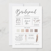 Moderne Bewerkbare Kleur Bruidsmeisje Details Info Kaart (Voorkant)