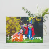 Moderne bewerkbare kleur Happy Halloween-fotokaart Kaart (Staand voorkant)