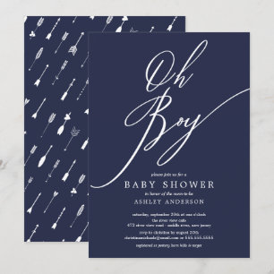 Moderne bewerkbare kleur Tribal Oh Boy Baby shower Kaart