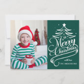 Moderne Bewerkbare Kleur Vrolijke Kerstboom Foto Feestdagenkaart (Voorkant)