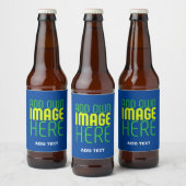 MODERNE BEWERKBARE KOBALTBLAUWE AFBEELDINGSTEKSTSj Bier Etiket (Flessen)