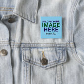 Moderne bewerkbare luchtblauwe afbeelding tekst sj vierkante button 5,1 cm (In situ)