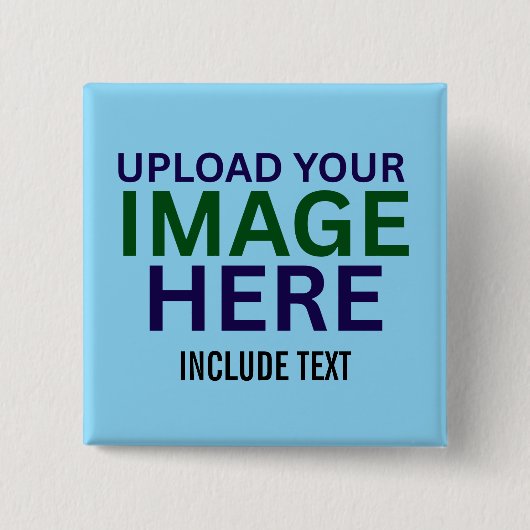 Moderne bewerkbare luchtblauwe afbeelding tekst sj vierkante button 5,1 cm (Voorkant)