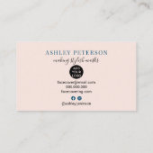 Moderne bewerkbare maskeerzijde voor ontwerperroze visitekaartje (Achterkant)