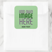 MODERNE BEWERKBARE MINT GROENE AFBEELDING TEKST SJ VIERKANTE STICKER (Tas)