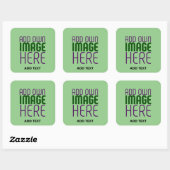 MODERNE BEWERKBARE MINT GROENE AFBEELDING TEKST SJ VIERKANTE STICKER (Vel)