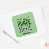 MODERNE BEWERKBARE MINT GROENE AFBEELDING TEKST SJ VIERKANTE STICKER (Envelop)