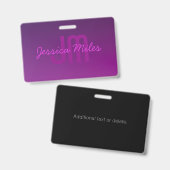 Moderne bewerkbare monografische tekst & Paarse om Badge (Voor- en achterkant)