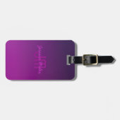 Moderne bewerkbare monografische tekst & Paarse om Bagagelabel (Voorkant horizontaal)