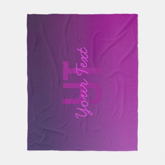 Moderne bewerkbare monografische tekst & Paarse om Fleece Deken (Voorkant)