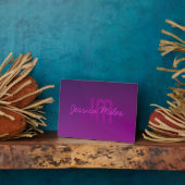 Moderne bewerkbare monografische tekst & Paarse om Fotoplaat (Zijkant)