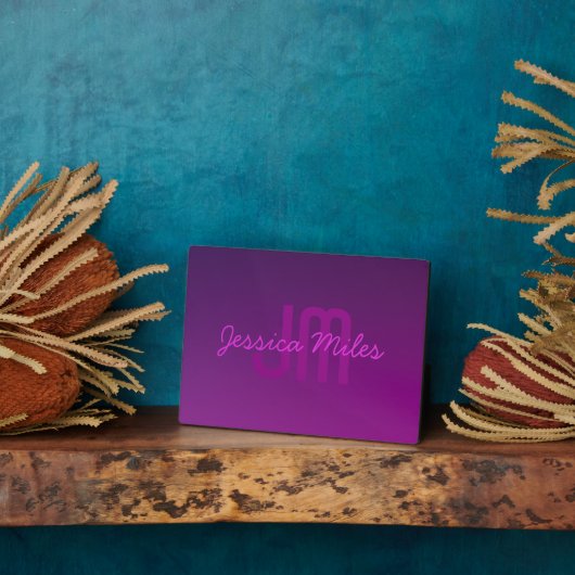 Moderne bewerkbare monografische tekst & Paarse om Fotoplaat (Zijkant)