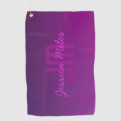 Moderne bewerkbare monografische tekst & Paarse om Golfhanddoek (Voorkant)