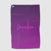 Moderne bewerkbare monografische tekst & Paarse om Golfhanddoek (Voorkant)