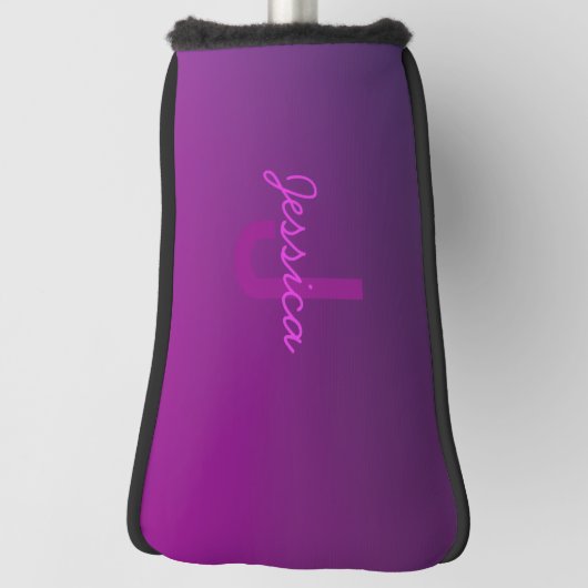 Moderne bewerkbare monografische tekst & Paarse om Golfheadcover (Draai 90)