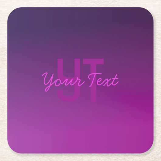 Moderne bewerkbare monografische tekst & Paarse om Kartonnen Onderzetters (Voorkant)