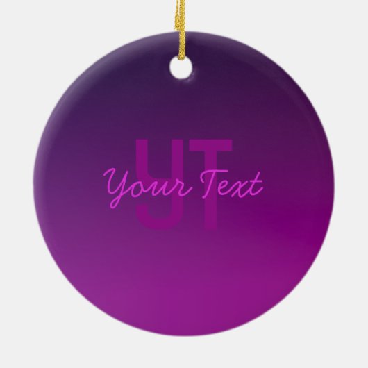 Moderne bewerkbare monografische tekst & Paarse om Keramisch Ornament (Achterkant)