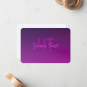 Moderne bewerkbare monografische tekst & Paarse om Notitiekaartje (Voorkant / Achterkant in situ)