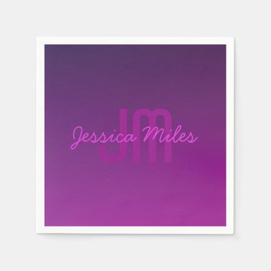 Moderne bewerkbare monografische tekst & Paarse om Servet (Voorkant)