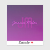 Moderne bewerkbare monografische tekst & Paarse om Sticker (Vel)