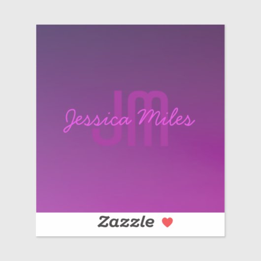 Moderne bewerkbare monografische tekst & Paarse om Sticker (Vel)