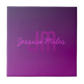 Moderne bewerkbare monografische tekst & Paarse om Tegeltje (Voorkant)