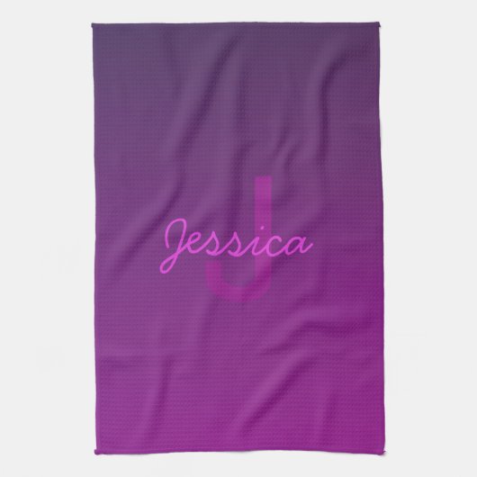 Moderne bewerkbare monografische tekst & Paarse om Theedoek (Verticaal)