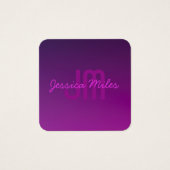 Moderne bewerkbare monografische tekst & Paarse om Vierkante Visitekaartjes (Voorkant)