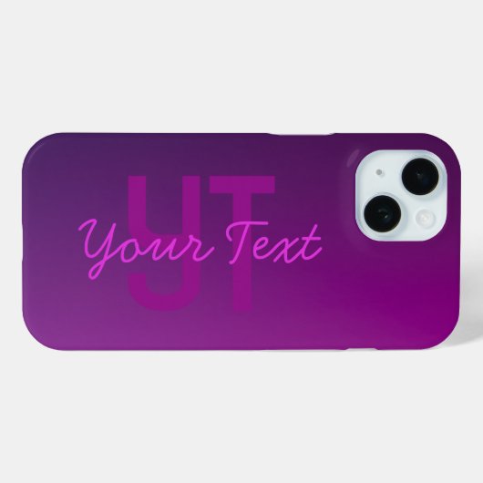 Moderne bewerkbare monogramtekst & paarse Ombre Case-Mate iPhone Case (Achterkant (horizontaal))