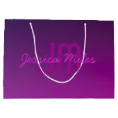 Moderne bewerkbare monogramtekst & paarse Ombre Groot Cadeauzakje (Achterkant)