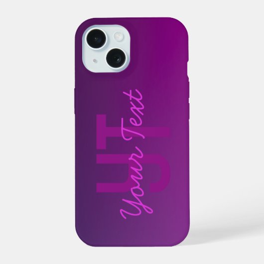 Moderne bewerkbare monogramtekst & paarse Ombre iPhone 15 Case (Achterkant)