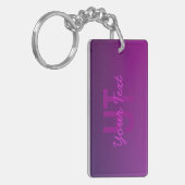 Moderne bewerkbare monogramtekst & paarse Ombre Sleutelhanger (Voorkant Links)