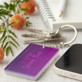 Moderne bewerkbare monogramtekst & paarse Ombre Sleutelhanger (Voorkant Rechts)
