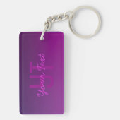 Moderne bewerkbare monogramtekst & paarse Ombre Sleutelhanger (achterkant)